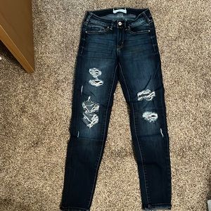 Kancan Distressed Mid-Rise Skinny Jeans